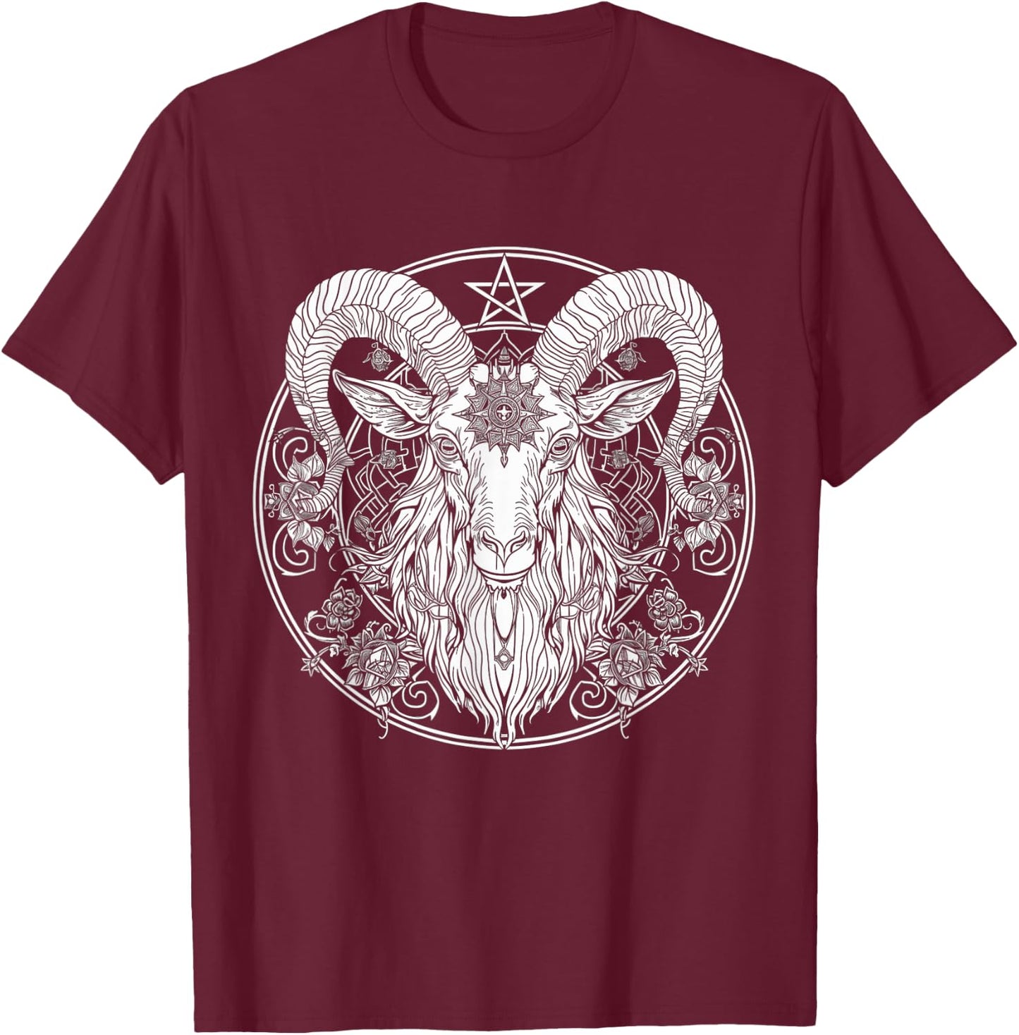 Baphomet Goat Pentagram Satanist Halloween Metal Head T-Shirt - T-Shirt | Maroon
