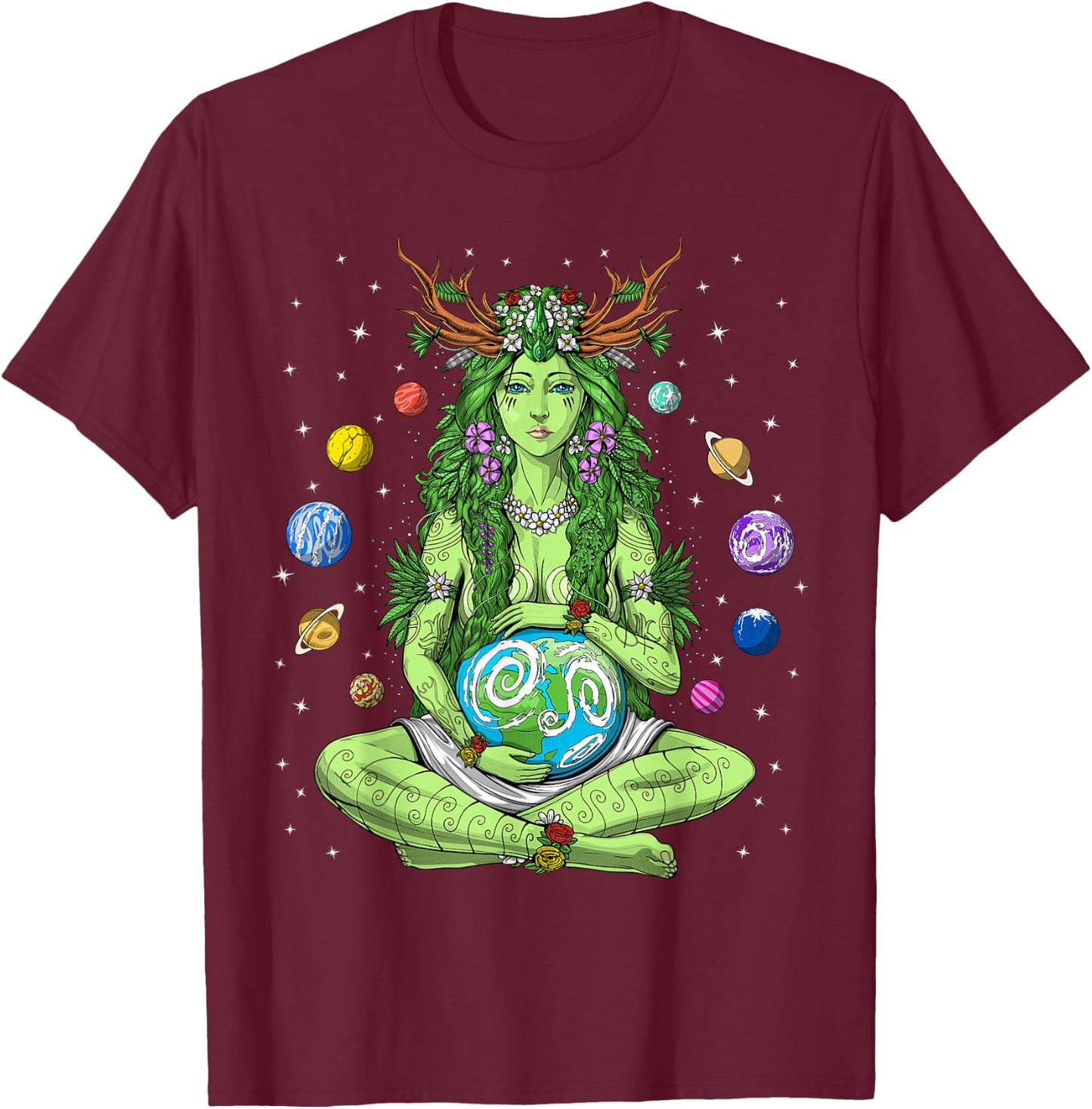 Gaia Greek Goddess Pagan Mother Earth Hippie Nature Witchy T-Shirt - T-Shirt | Maroon