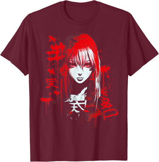 Anime Goth Girl Aesthetic Dark Pastel Edgy Manga , black T-Shirt - T-Shirt | Maroon