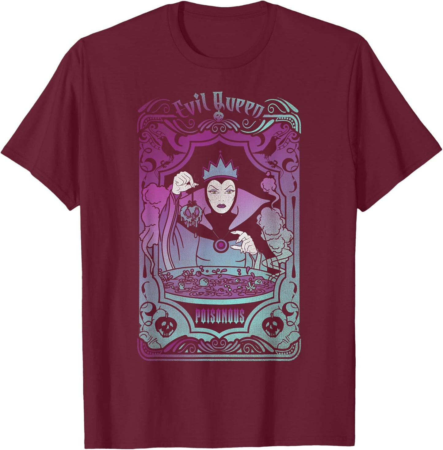 Disney Villains Snow White Evil Queen Tarot Card T-Shirt - T-Shirt | Maroon