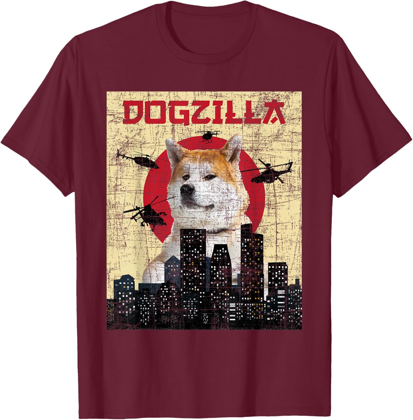 Dogzilla - Japanese Akita Dog Lover Canine Pet Owner T-Shirt - T-Shirt | Maroon