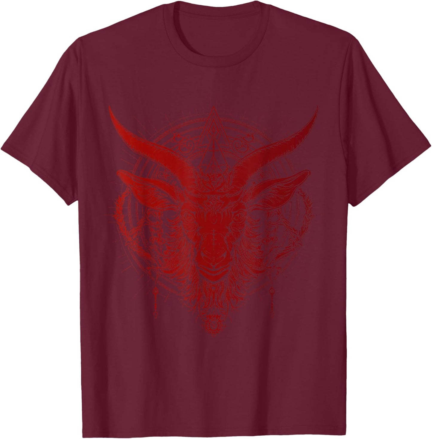 Baphomet Satanist Halloween Metal Head Satanic Goat T-Shirt - T-Shirt | Maroon