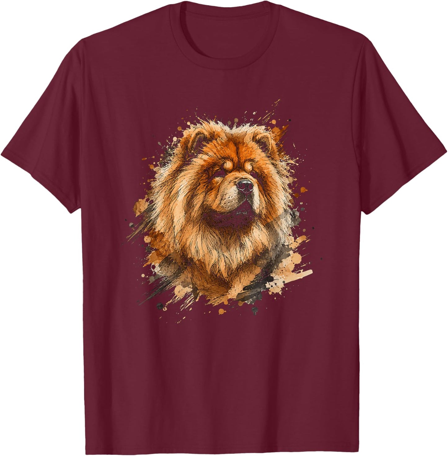 Abstract Chow Chow Artwork Design T-Shirt - T-Shirt | Maroon