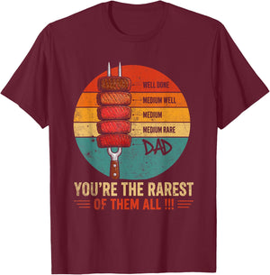 Rarest Dad Steak Doneness Grilling Humor T-Shirt - T-Shirt | Maroon
