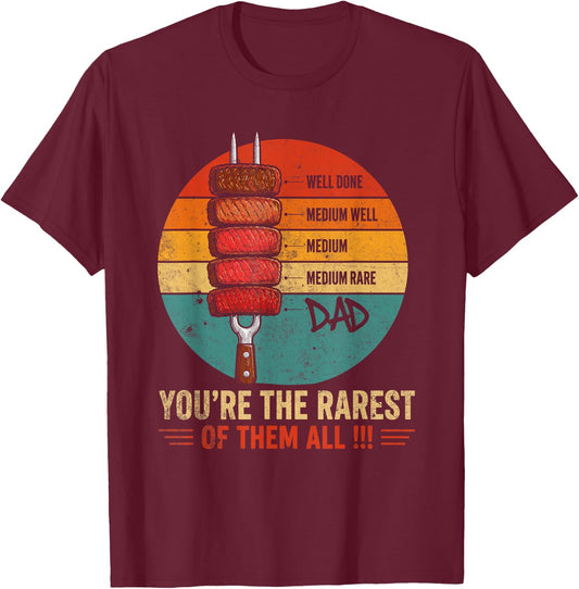 Rarest Dad Steak Doneness Grilling Humor T-Shirt - T-Shirt | Maroon