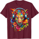 Dragon Headphones Art Colorful Flowers Graphic Anime T-Shirt - T-Shirt | Maroon