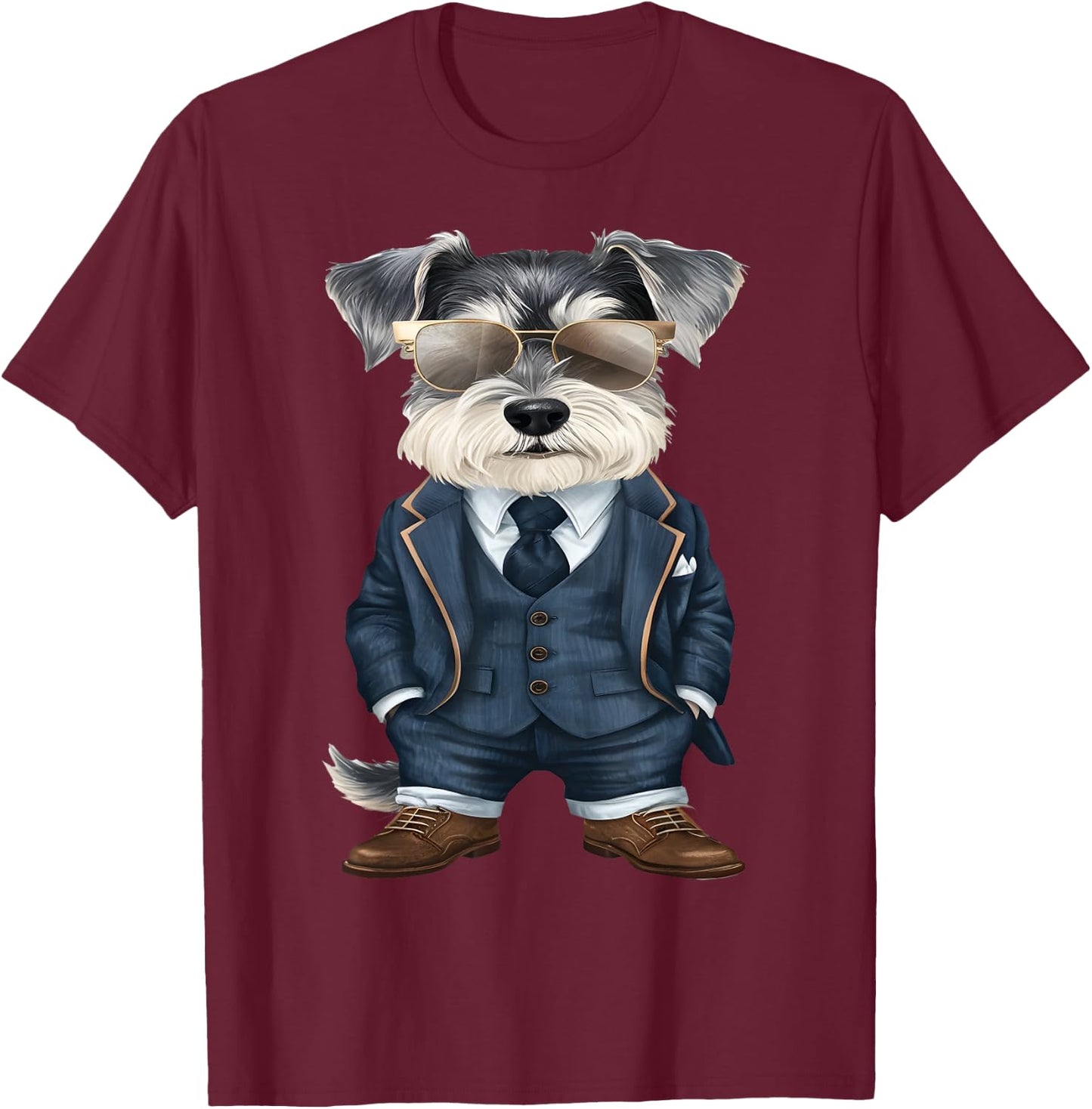Men Woman Miniature Schnauzer Suit Miniature Schnauzer T-Shirt - T-Shirt | Maroon