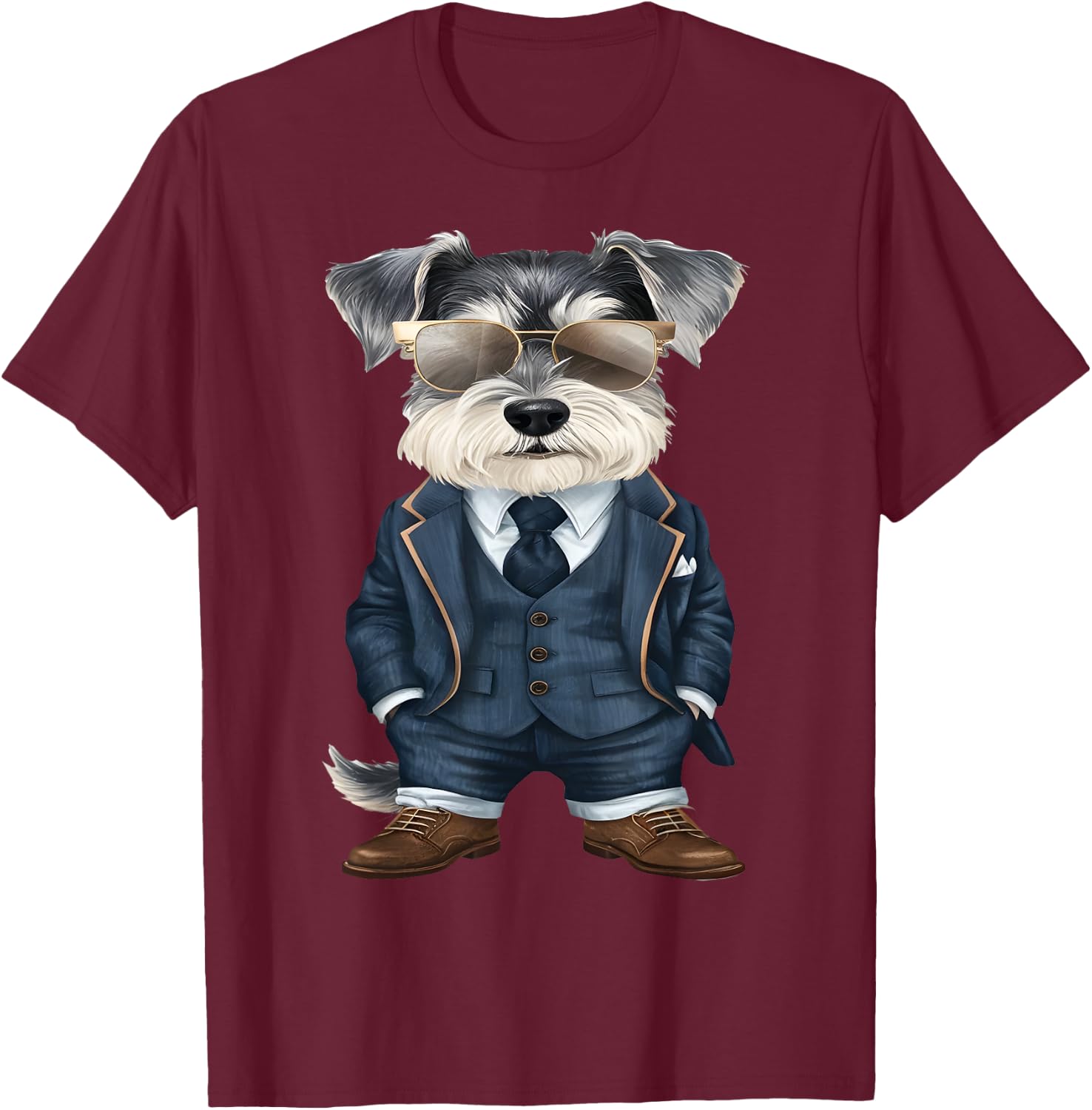 Men Woman Miniature Schnauzer Suit Miniature Schnauzer T-Shirt - T-Shirt | Maroon