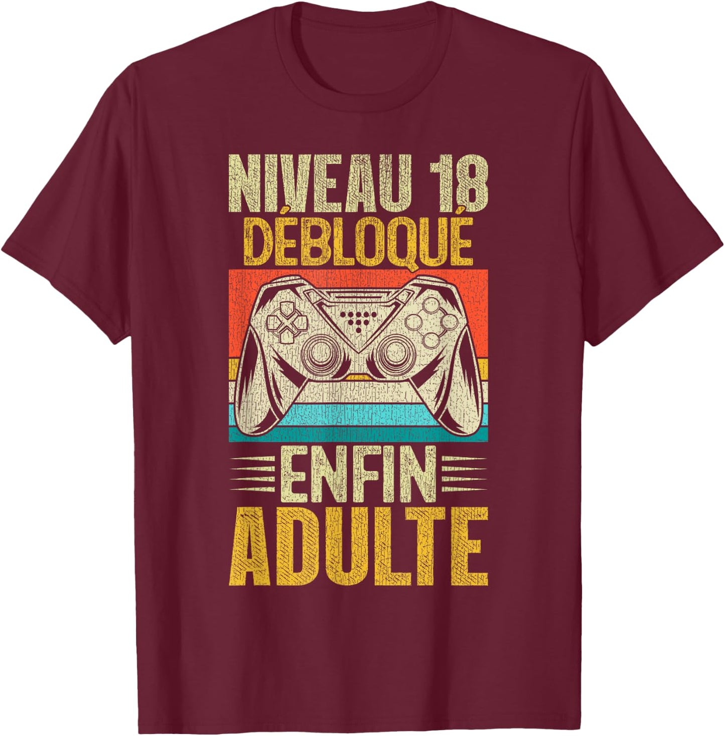 18 Years Birthday Boy Gift Gamer Funny Funny , Black T-Shirt - T-Shirt | Maroon
