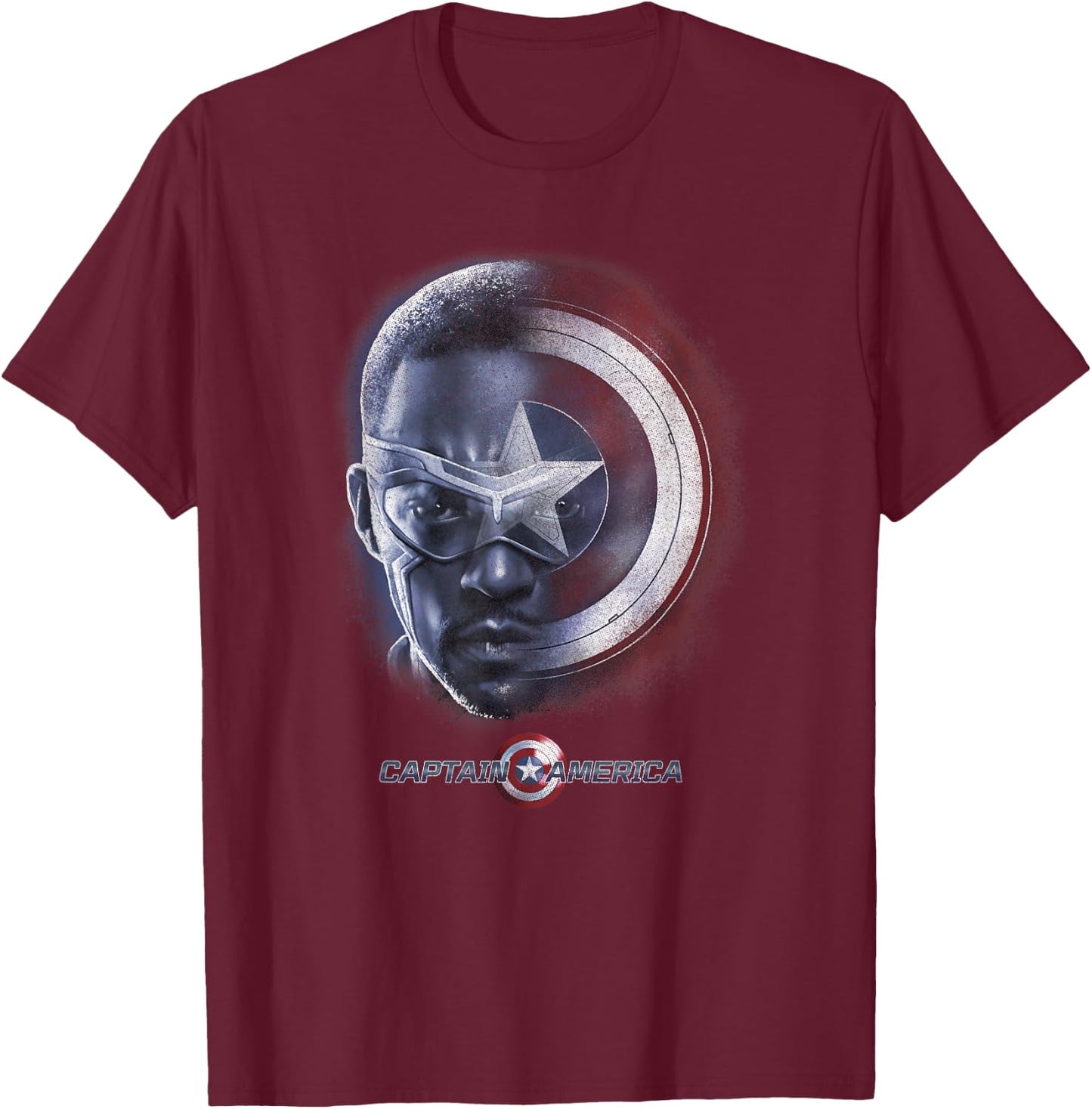 Marvel Falcon Winter Soldier Captain America Sam Shield T-Shirt - T-Shirt | Maroon