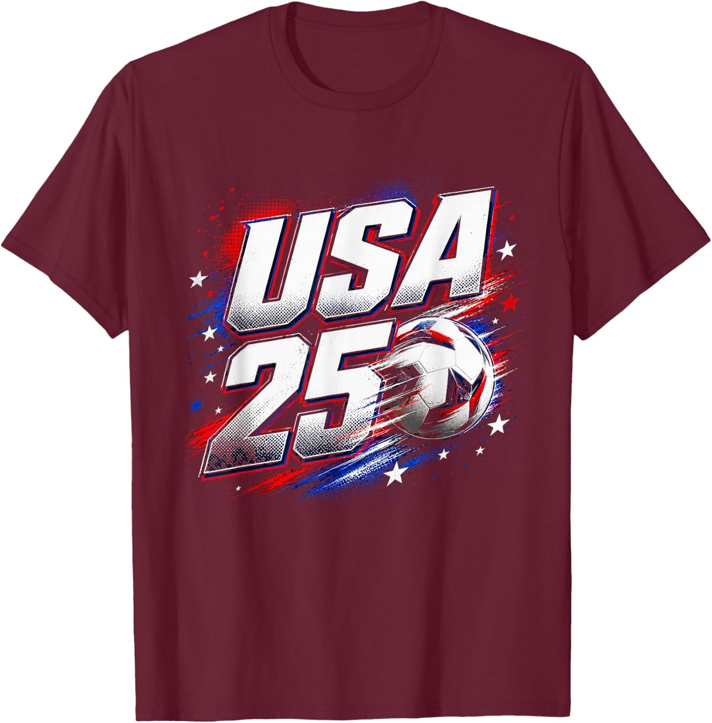 USA Red White Blue Athletic Sports 250 Years T-Shirt - T-Shirt | Maroon