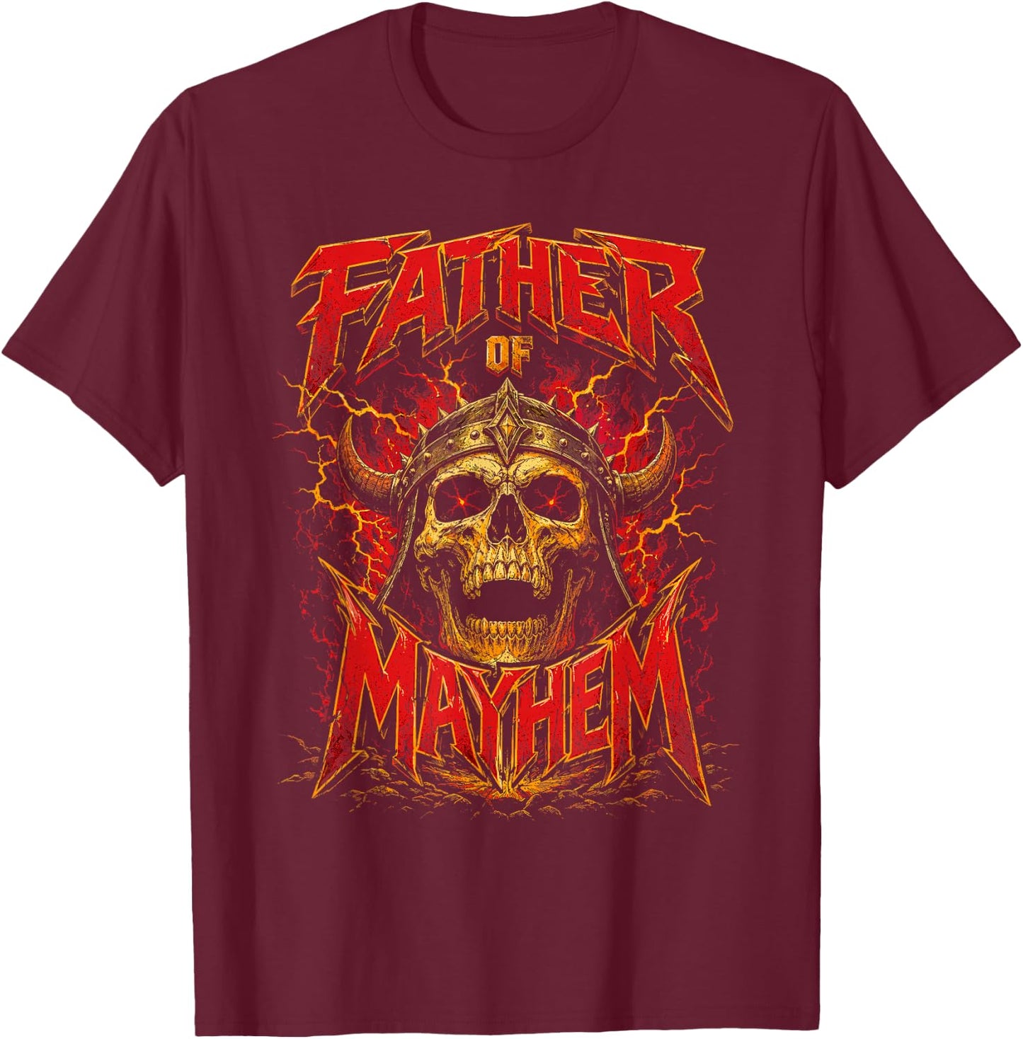 Father's Day Father of Mayhem Funny Dad Matching Family T-Shirt - T-Shirt | Maroon