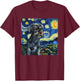 Miniature Schnauzer Dog Van Gogh Style Starry Night T-Shirt - T-Shirt | Maroon