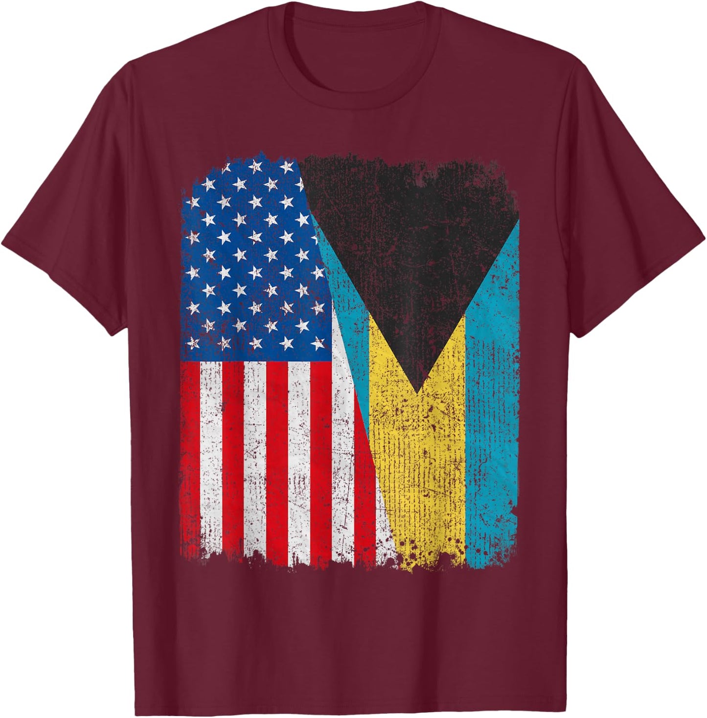 Bahamian American Flag Half USA Bahamas Root Proud Kids Men T-Shirt - T-Shirt | Maroon