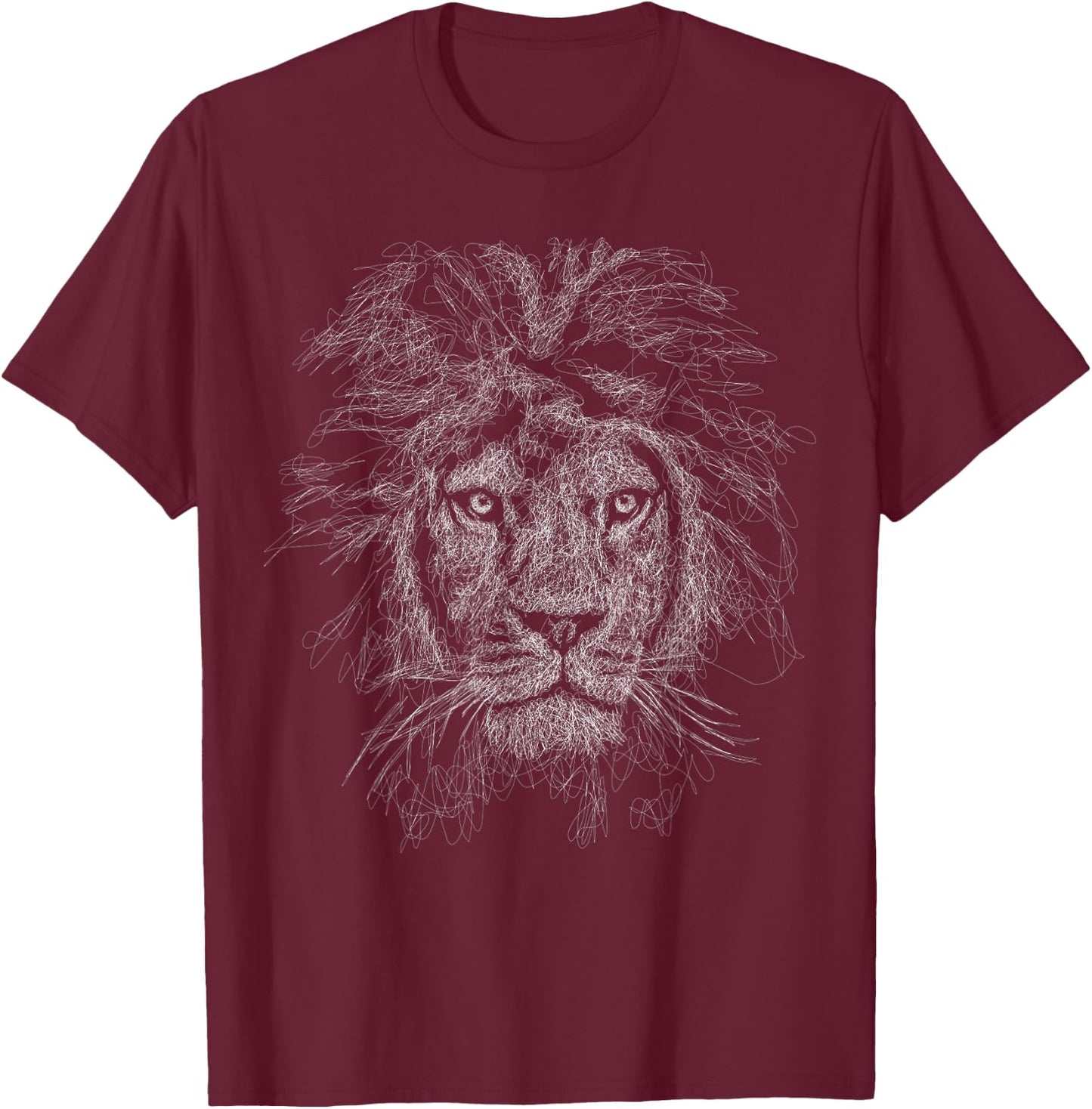 Lion face scribble black art for lover lions King of Animals T-Shirt - T-Shirt | Maroon