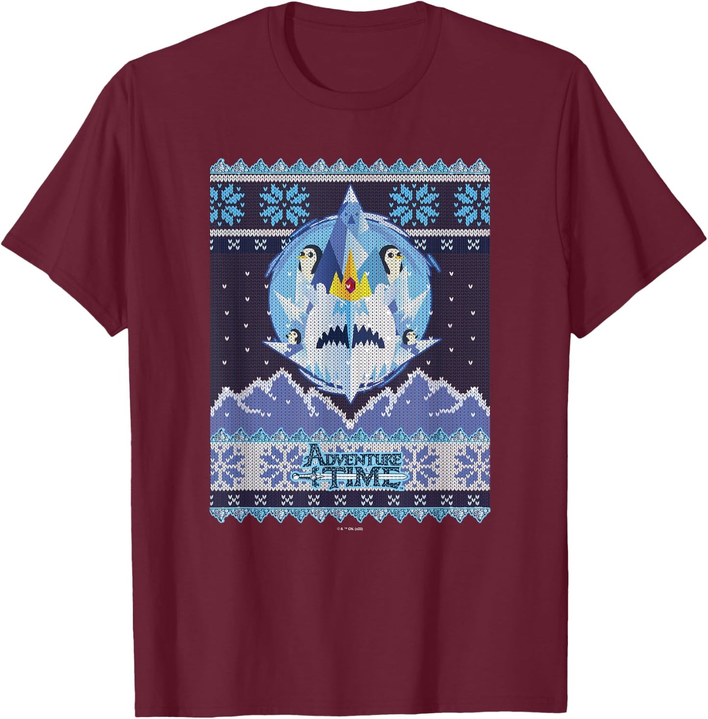 Adventure Time Christmas Ice King Ugly Sweater T-Shirt - T-Shirt | Maroon