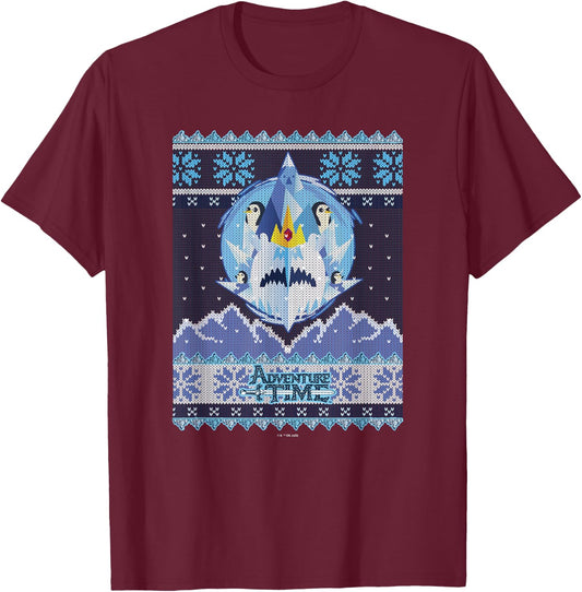 Adventure Time Christmas Ice King Ugly Sweater T-Shirt - T-Shirt | Maroon
