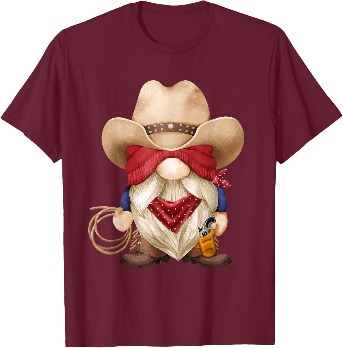 Cute Cowboy Grandpa With Western Decor For Farmer With Gnome T-Shirt - T-Shirt | Maroon