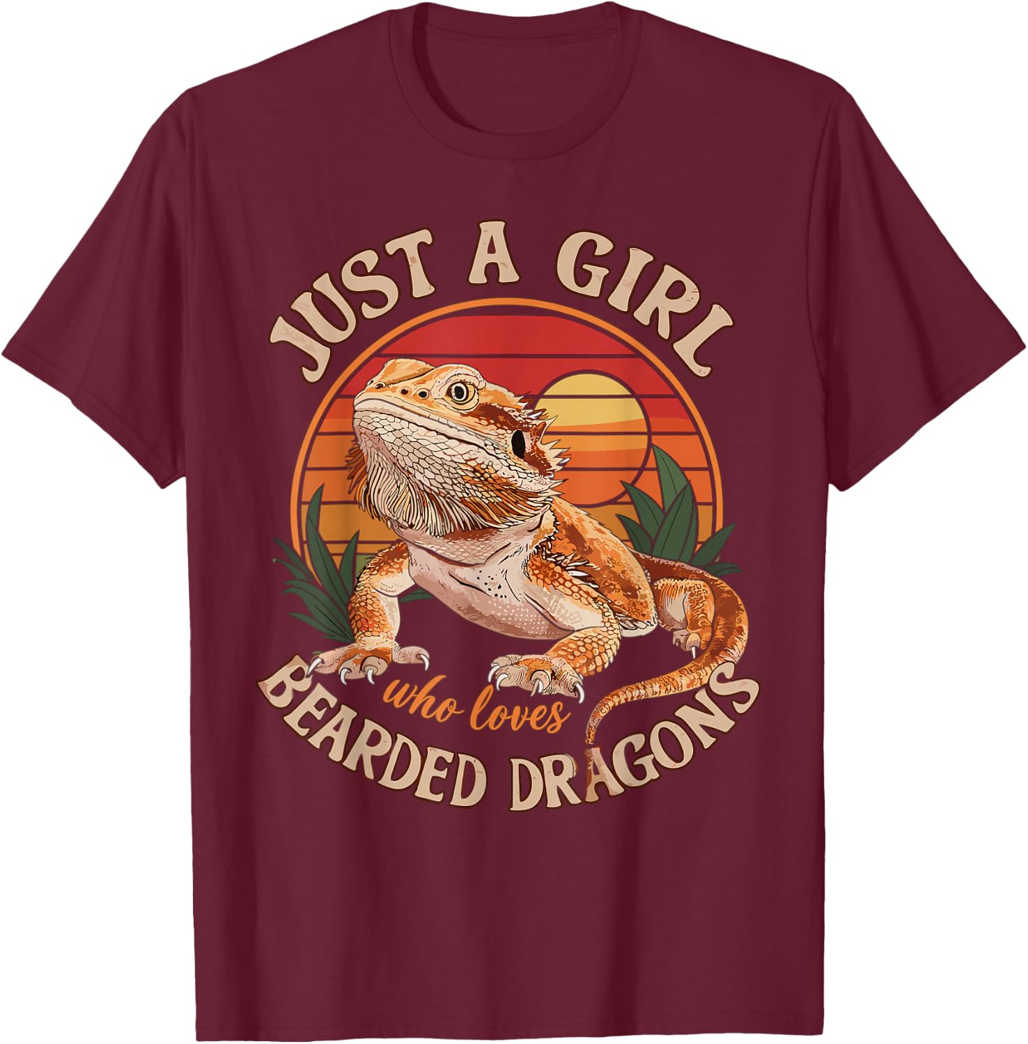 Just a Girl Who Loves Bearded Dragon T-Shirt - T-Shirt | Maroon