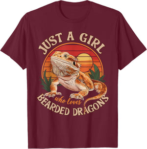 Just a Girl Who Loves Bearded Dragon T-Shirt - T-Shirt | Maroon