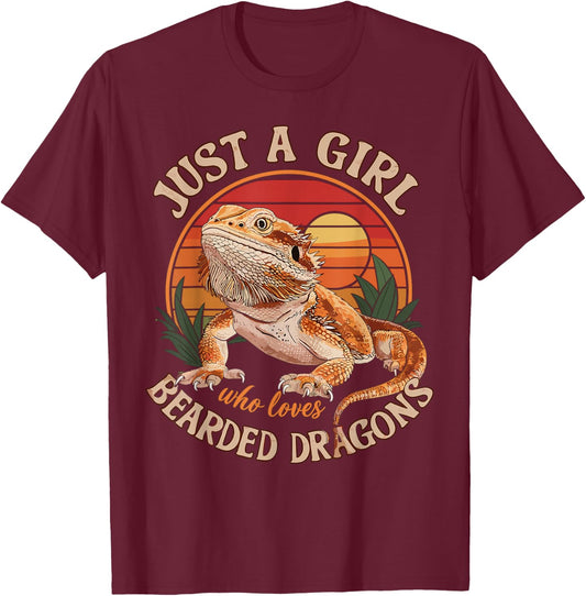 Just a Girl Who Loves Bearded Dragon T-Shirt - T-Shirt | Maroon