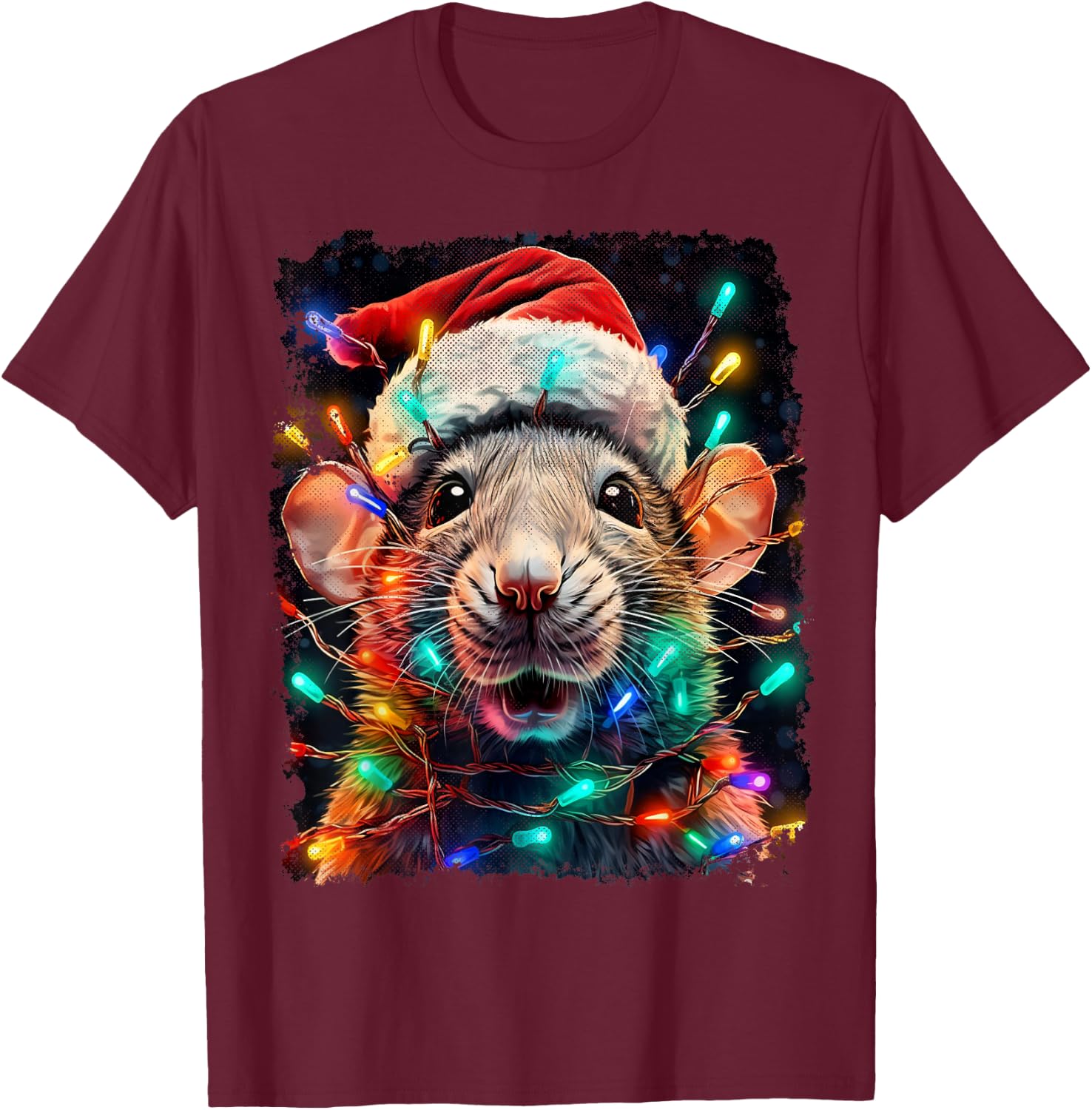 Vintage Rat Christmas T-Shirt - T-Shirt | Maroon