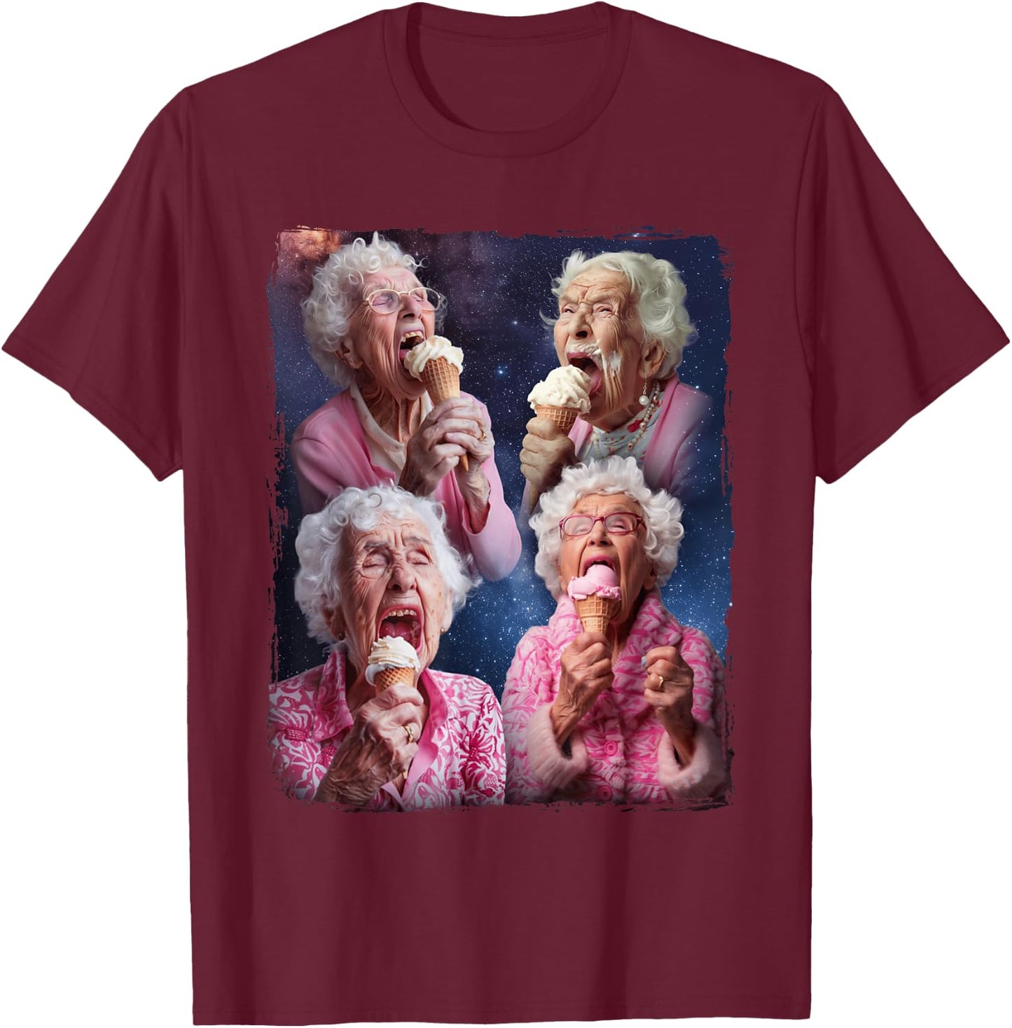 Grandma Licking Ice Cream T-Shirt - T-Shirt | Maroon