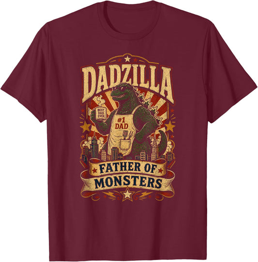 Dad Zilla Japanese Monster Funny Fathers Day Kaiju Daddy T-Shirt - T-Shirt | Maroon