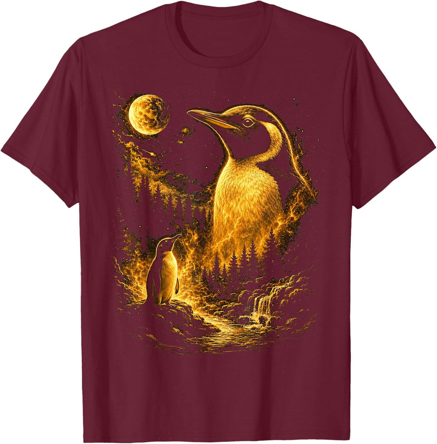 Cute Penguin Men Boys Vintage Nature T-Shirt - T-Shirt | Maroon