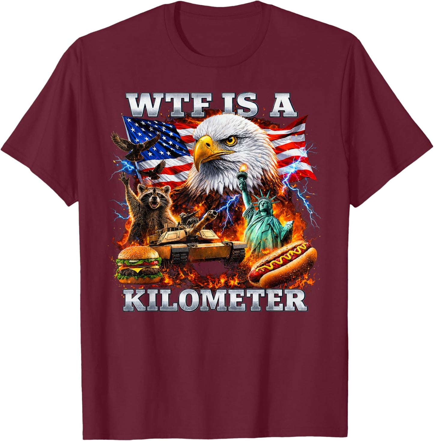 WTF is A Kilometer 4th of July T-Shirt - T-Shirt | Maroon