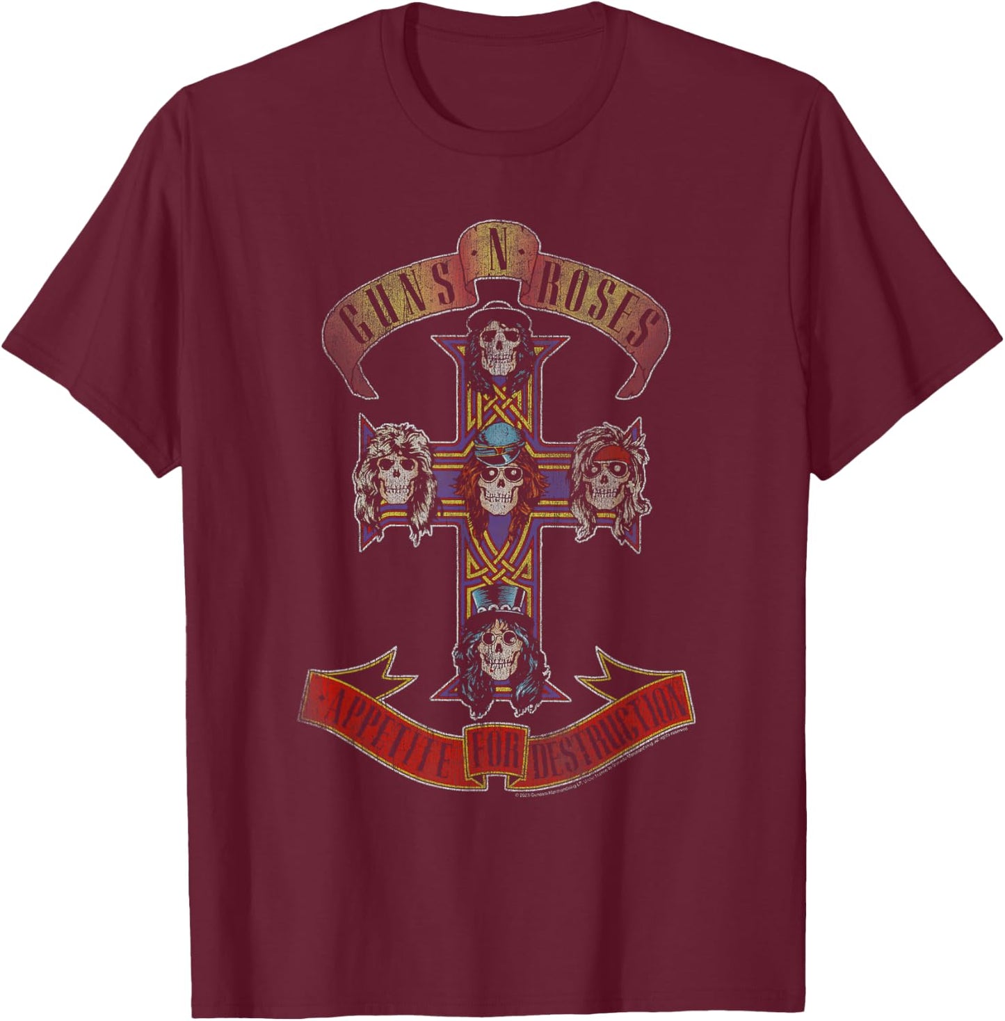 Guns 'n' Roses Appetite for Destruction Rock Music Band , black T-Shirt - T-Shirt | Maroon
