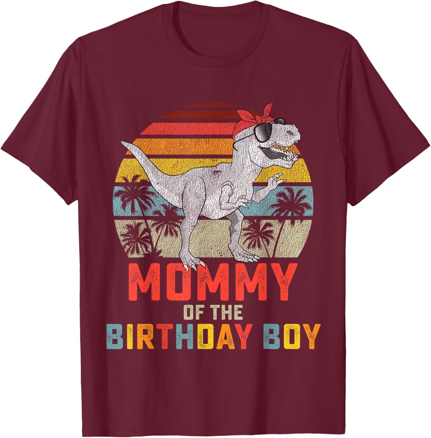 Mommy Dinosaur Birthday Boy Mom Matching Family Small T-Shirt - T-Shirt | Maroon