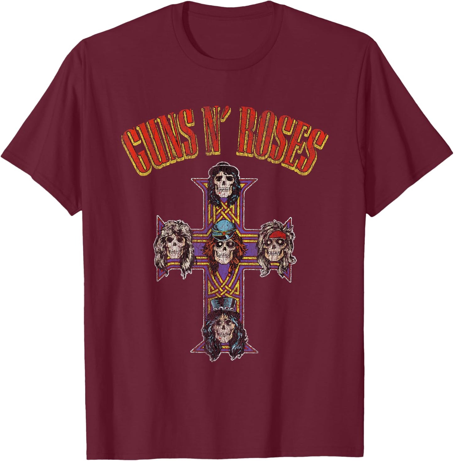 Guns N' Roses Cross Arch T-Shirt - T-Shirt | Maroon
