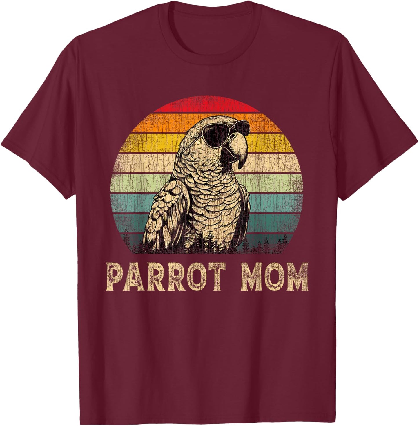 Vintage Parrot Mom Parrot Lovers Mommy Mother's Day T-Shirt - T-Shirt | Maroon