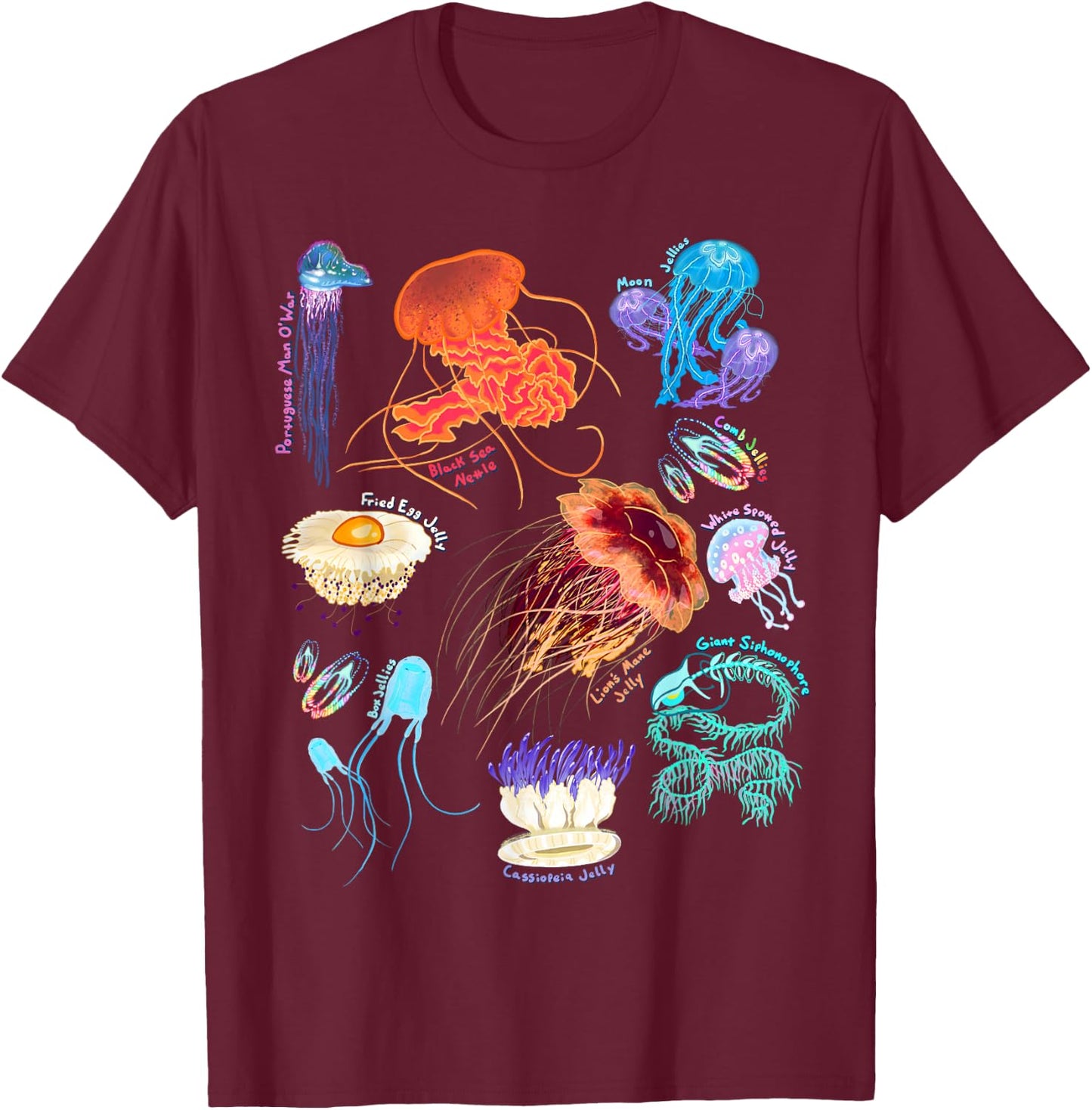 Marine Biology Jellyfish T-Shirt - T-Shirt | Maroon