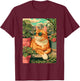 Chat tigré Roux avec Lunettes de Soleil Art Floral botanique Printemps T-Shirt - T-Shirt | Maroon