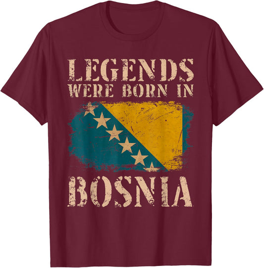 Vintage Design Bosnische Flagge Bosnien T-Shirt - T-Shirt | Maroon