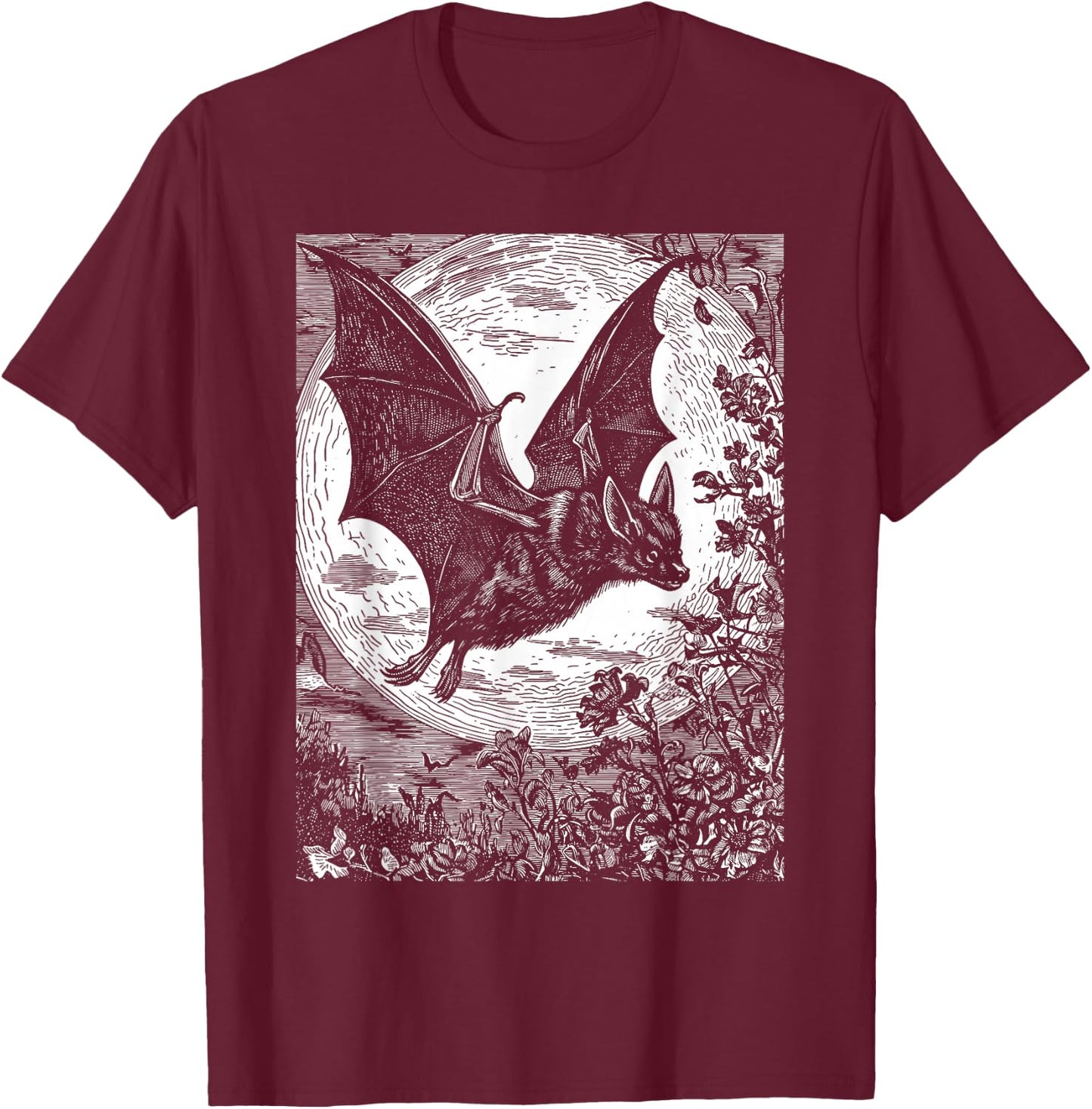 Medieval Bat | Gothic Pastel Goth Witch Dark Academia T-Shirt - T-Shirt | Maroon