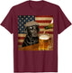 Black Lab Drinking Beer Funny Dog Glasses with Hat Meme T-Shirt - T-Shirt | Maroon