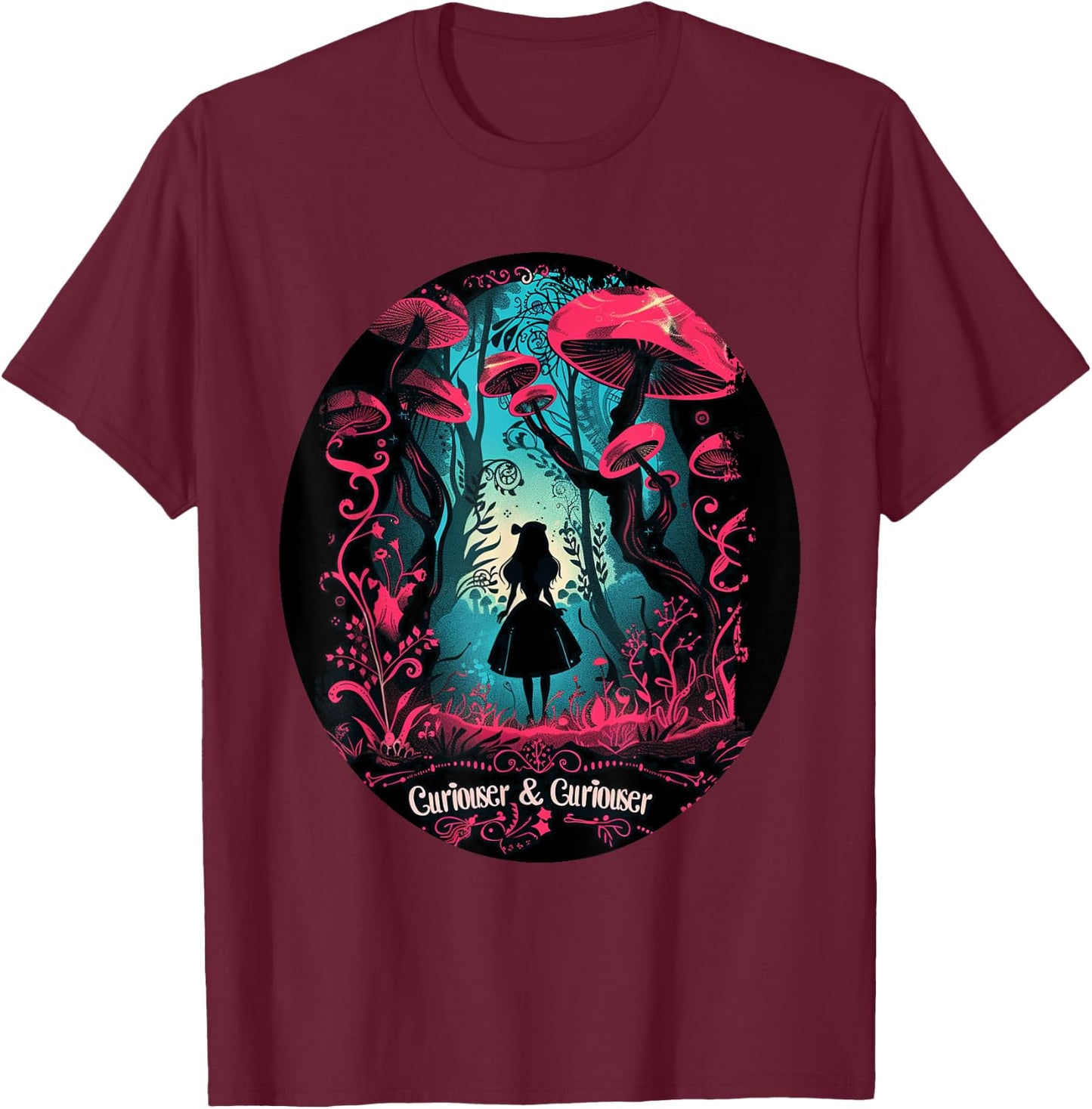 Alice in Wonderland , Black, S T-Shirt - T-Shirt | Maroon