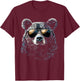 Cool Bear Portrait with Sunglasses Illustration Bear , black T-Shirt - T-Shirt | Maroon