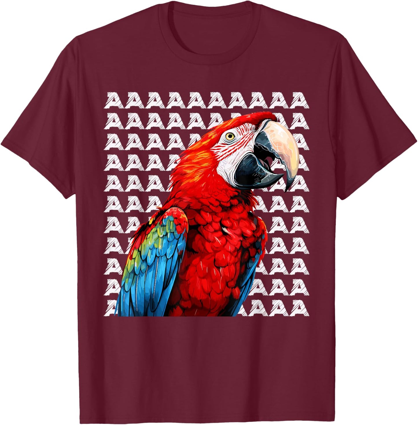 Macaw Parrot, Scarlet Macaw Screaming, Funny Macaw T-Shirt - T-Shirt | Maroon