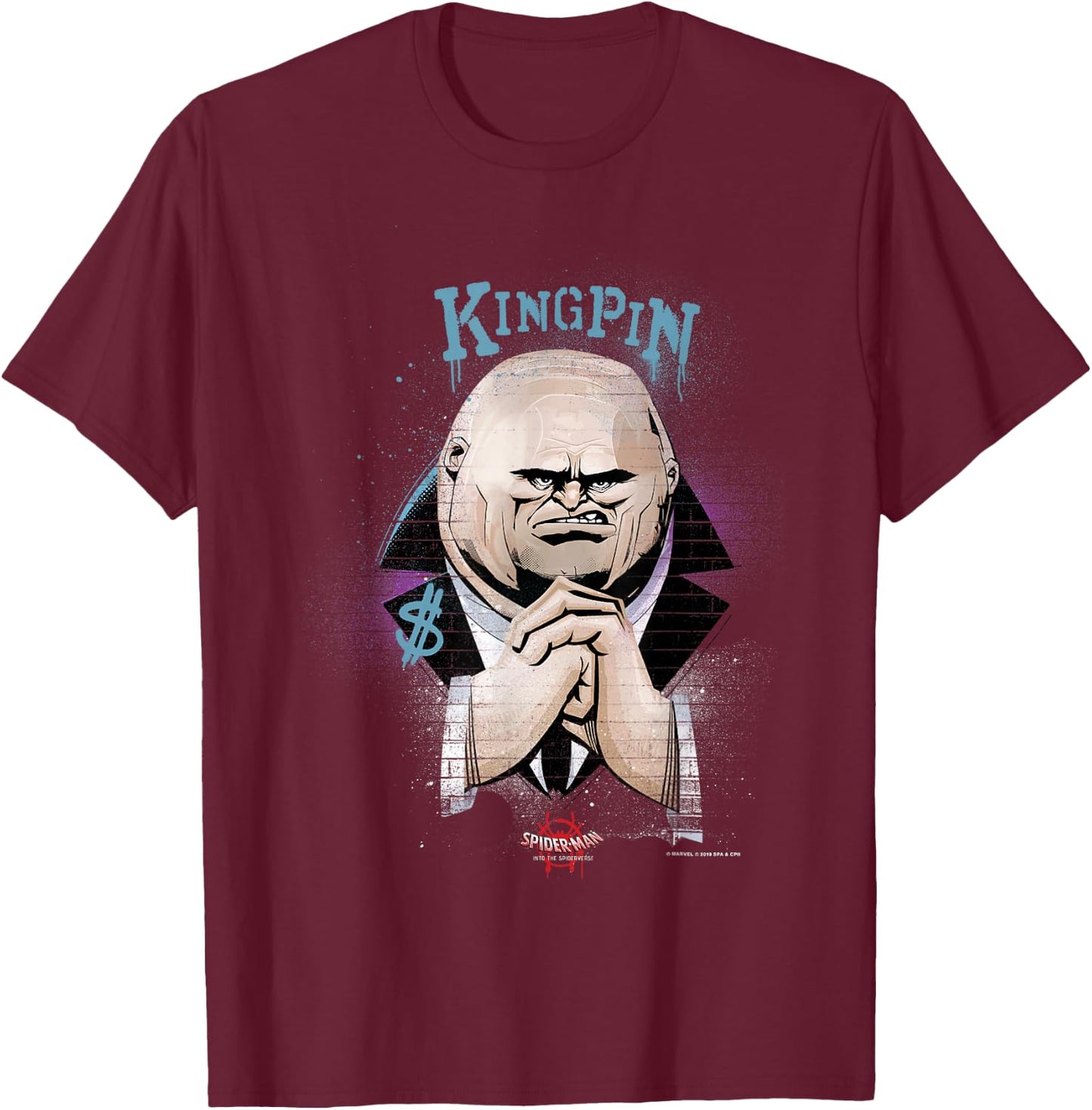 Marvel Spider-Man: Into The Spider-Verse Kingpin Graffiti T-Shirt - T-Shirt | Maroon