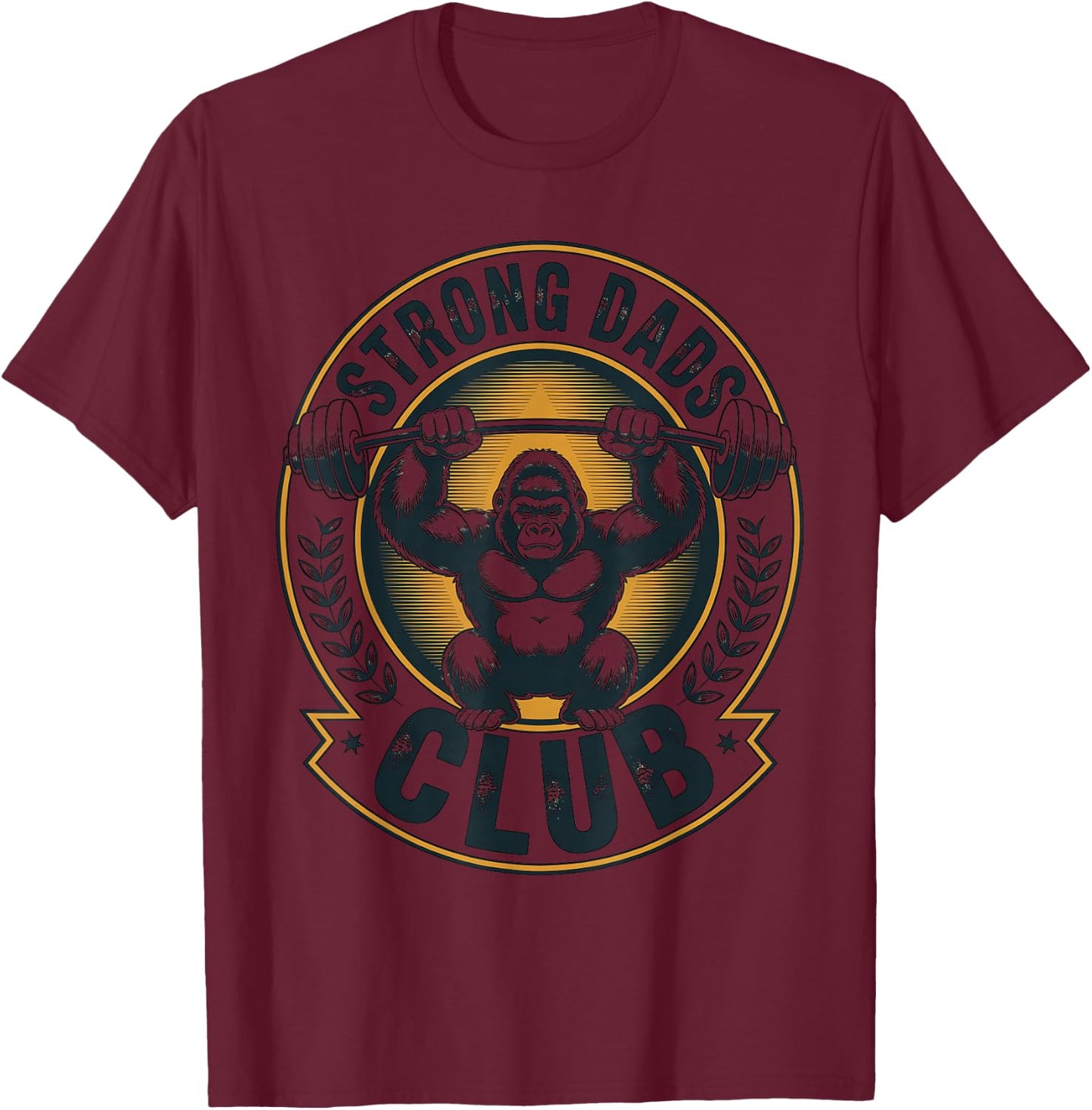 Strong Dads Club Fathers Day Weightlifting Gym Exercise T-Shirt - T-Shirt | Maroon