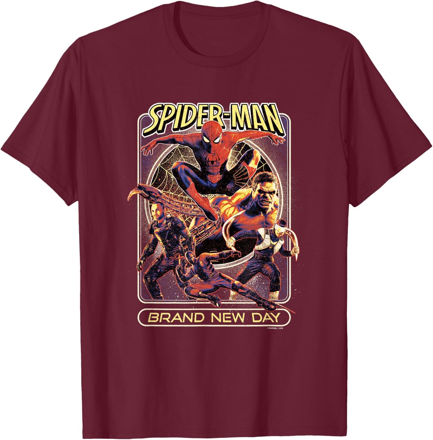 Marvel Spider-Man: New Day Vintage Style Movie Poster T-Shirt - T-Shirt | Maroon