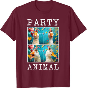 Ducks Face Colorful Farm Animal Party Hat Funny Duck Farming T-Shirt - T-Shirt | Maroon