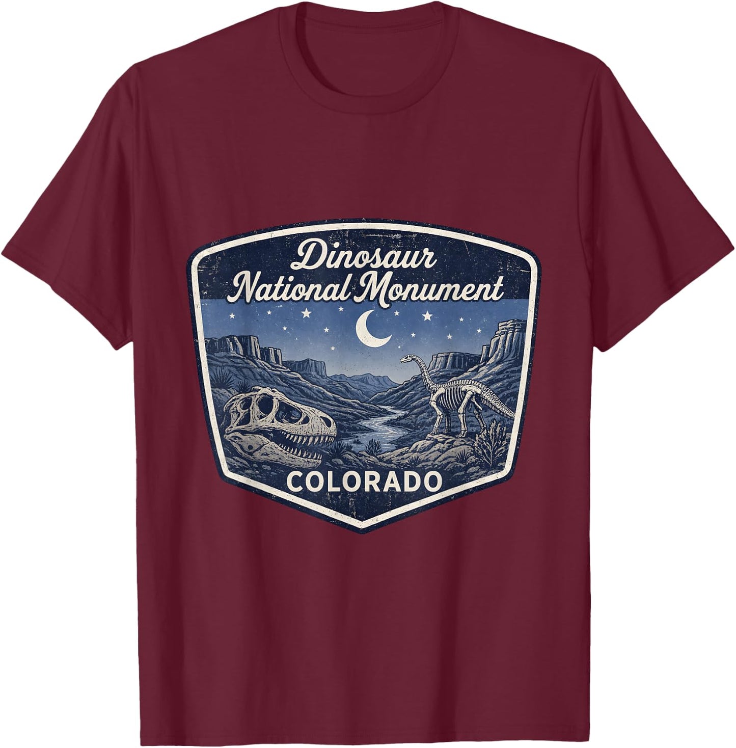 Dinosaur National Monument Colorado Fossil Skeleton T-Shirt - T-Shirt | Maroon