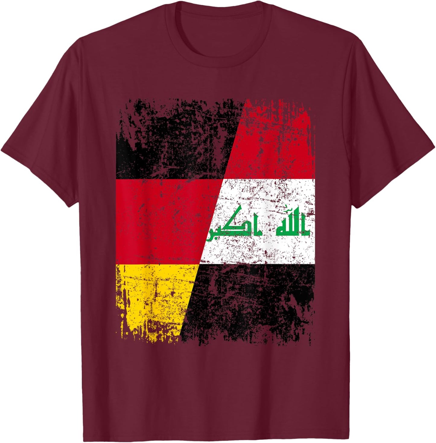 IRAK DEUTSCHLAND Flagge | Damen Herren Kinder | Irak T-Shirt - T-Shirt | Maroon
