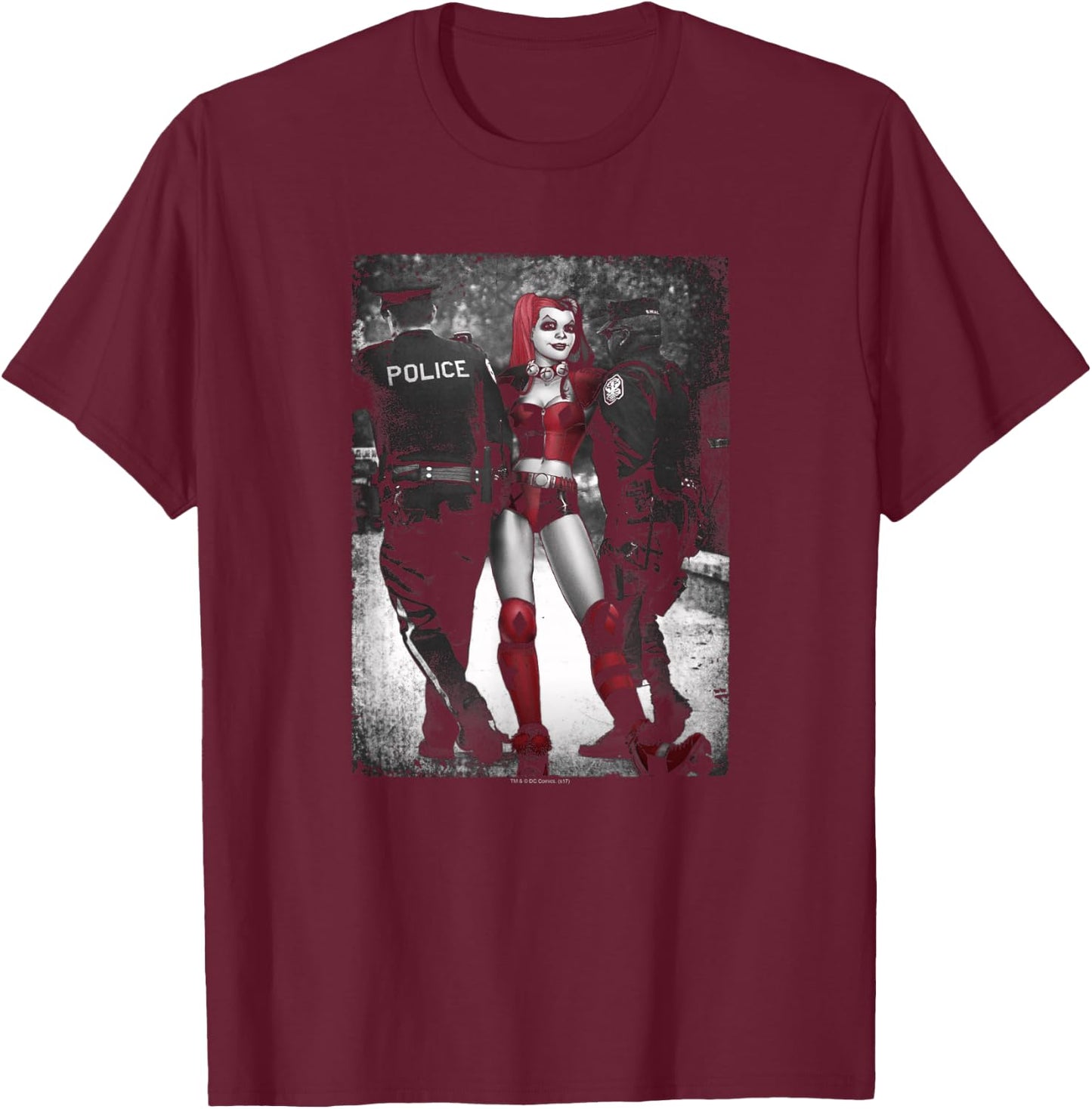Batman Harley Quinn Arrest T-Shirt - T-Shirt | Maroon
