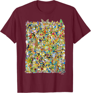 The Simpsons All of Springfield Complete Cast of Characters T-Shirt - T-Shirt | Maroon